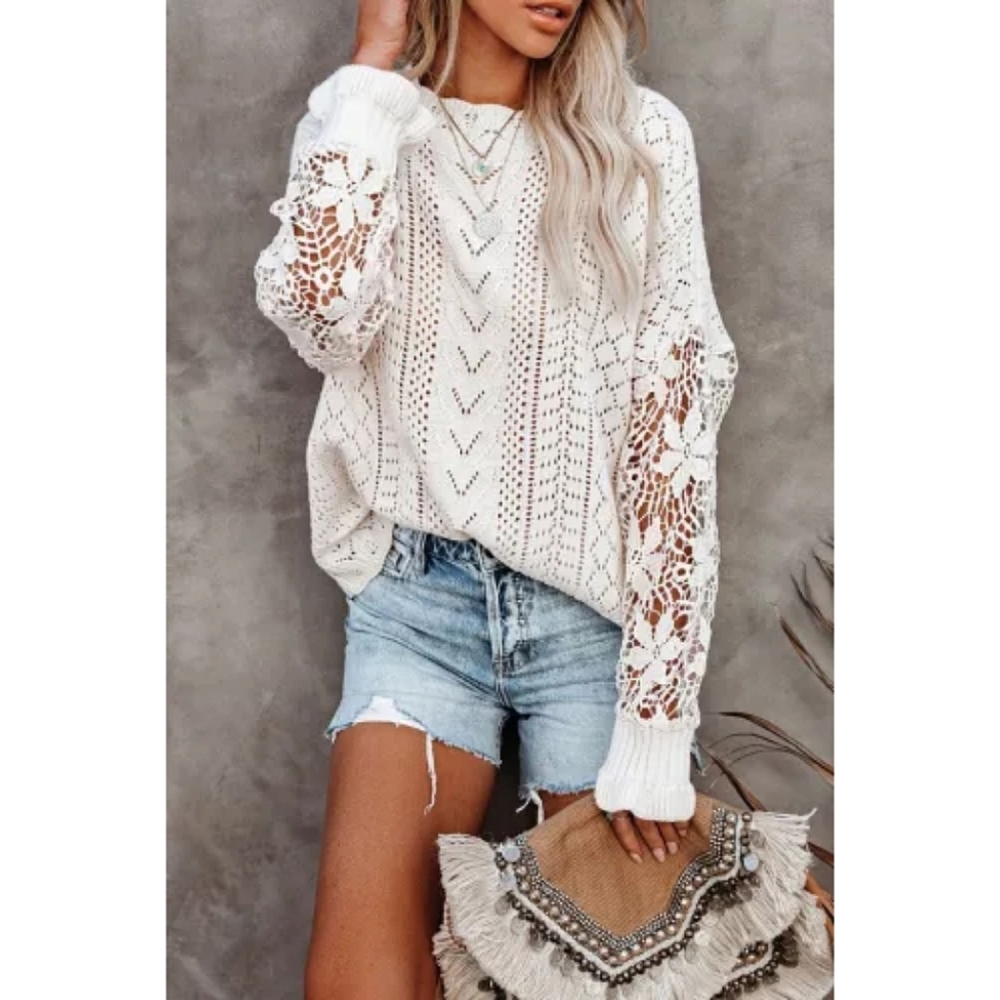 LAST ONE! Plus Size ANGEL Lace Crochet Knit Sweater - Picture 8 of 8